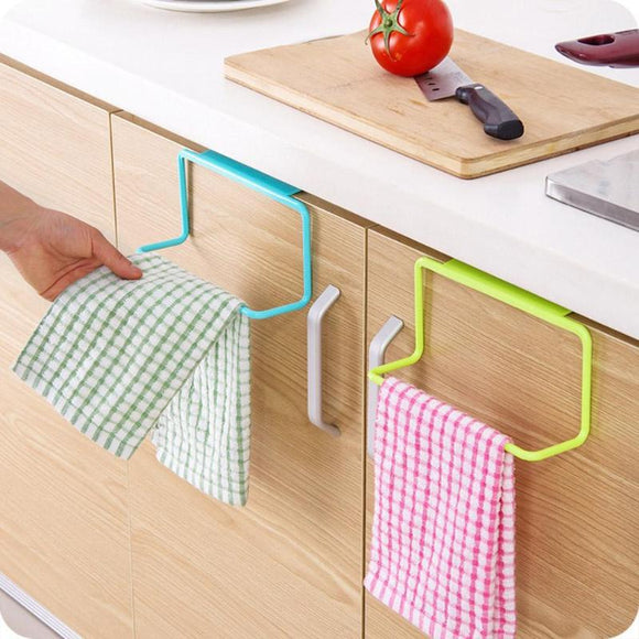 Garbage Bag Hanging Holder Cupboard Door Back Trash Rack Kitchen Cabinets Storage Towel Shelf Holders Storage Kitchen Accessory