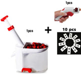 Cherry Corer With Container Kitchen Gadgets Tools Novelty Super Cherry Pitter Stone Corer Remover 10pcs Cherry Pitters Pad