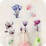 4Pcs Sticky Hook Flowers Traceless Strong Sticky Hooks Kitchen Bathrooms Wall Storage Hooks Holder Strong Rack Hot Sale