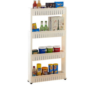 Gap Storage Rack Organizing Rack Storage Rack with Roller Movable Shelf Kitchen Bathroom Shelf