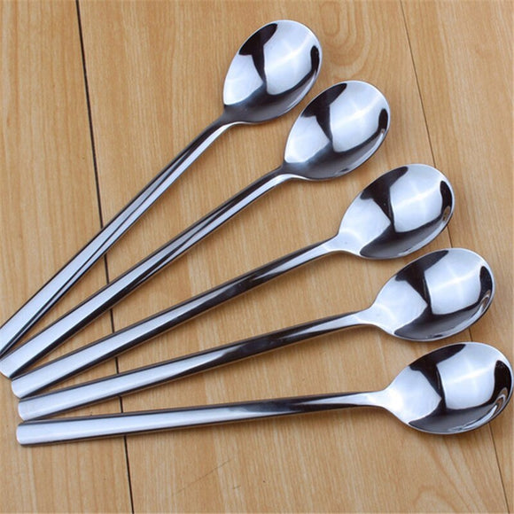 1pc Kitchen Dining Bar Spoon Long-handled Coffee Spoon For Snacks Kitchen Accessories Flatware Cutlery Dessert Spoons