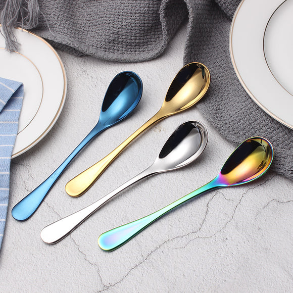 304 Stainless Steel Soup Spoon Coffee Stirring Spoons Thick Titanium Plated Kitchen Dining Bar Mini Dessert Spoon Dinnerware