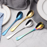 304 Stainless Steel Soup Spoon Coffee Stirring Spoons Thick Titanium Plated Kitchen Dining Bar Mini Dessert Spoon Dinnerware