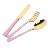 3PCS/Set Rose Golden Western Cutlery Tableware Set Kits Foods Cutting Stainless Steel Kitchen Dining Bar