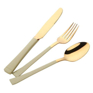 3PCS/Set Rose Golden Western Cutlery Tableware Set Kits Foods Cutting Stainless Steel Kitchen Dining Bar