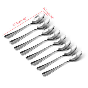 8Pcs Durable Stainless Steel Demitasse Espresso Spoon Tea Coffee Soup Rice Flatware Silverware Kitchen Dining Bar Kits