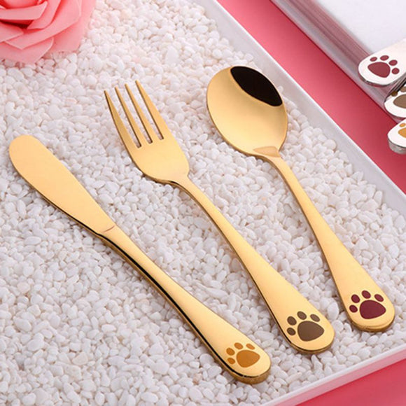 3PCS/Set Golden Tableware Sets Kits Western Kitchen Dining Bar Cutlery Set Stainless Steel Kitchen Cutlery Set