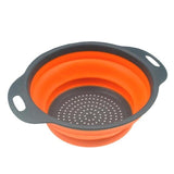 Silicone Foldable Drain Basket Strainer Collapsible Drainer Fruit Vegetable Colander With Handle Kitchen Gadget Tools