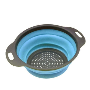 Silicone Foldable Drain Basket Strainer Collapsible Drainer Fruit Vegetable Colander With Handle Kitchen Gadget Tools