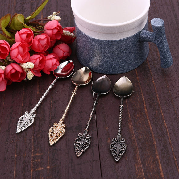 4pcs Kitchen Dining Bar Tools Vintage Royal Style Zinc Alloy Tea Coffee Ice Cream Dessert Sets For Snacks Drink Cake