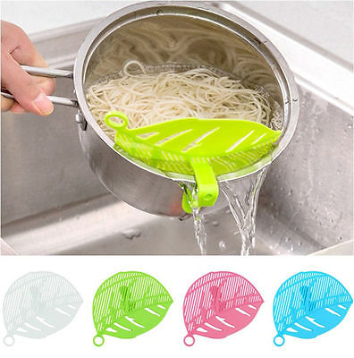 Hot 1PC Leaf Shape Durable Practial Plastic Kitchen Rice Beans Peas Wash Sieve Kitchen Washing Cleaning Tool Gadget Clips Filter