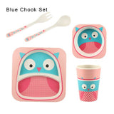 5pcs/set Cartoon Dinnerware Sets Children Kids Kitchen Dishes Forks Plates Bowls Cups Tableware Dining Bar Accessories Supplies