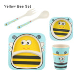 5pcs/set Cartoon Dinnerware Sets Children Kids Kitchen Dishes Forks Plates Bowls Cups Tableware Dining Bar Accessories Supplies