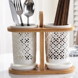 Kitchen Dining&Bar Ceramic knife and fork storage rack Porous drainage knife fork storage box Tableware Kitchen storage supplies