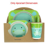 5pcs/set Cartoon Dinnerware Sets Children Kids Kitchen Dishes Forks Plates Bowls Cups Tableware Dining Bar Accessories Supplies