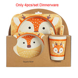 5pcs/set Cartoon Dinnerware Sets Children Kids Kitchen Dishes Forks Plates Bowls Cups Tableware Dining Bar Accessories Supplies