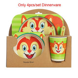 5pcs/set Cartoon Dinnerware Sets Children Kids Kitchen Dishes Forks Plates Bowls Cups Tableware Dining Bar Accessories Supplies