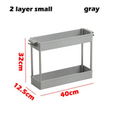 2/3/4 Layer Gap Kitchen Storage Rack Slim Slide Tower Movable Assemble Plastic Bathroom Shelf Wheels Space Saving Organizer