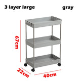 2/3/4 Layer Gap Kitchen Storage Rack Slim Slide Tower Movable Assemble Plastic Bathroom Shelf Wheels Space Saving Organizer