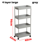 2/3/4 Layer Gap Kitchen Storage Rack Slim Slide Tower Movable Assemble Plastic Bathroom Shelf Wheels Space Saving Organizer